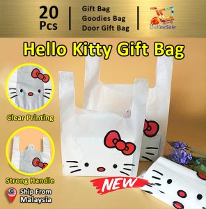 Gift Bag 20pcs Goodies Bag Door Gift Birthday Wedding Party (23) Hello Kitty Plastic Bag Handles Packaging Cartoon Beg Shopping Retail Snack Singlet