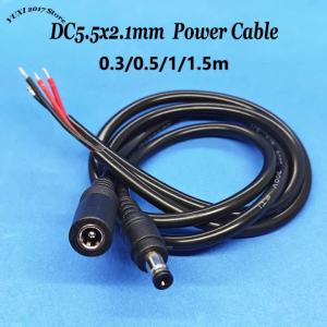 Yuxi | 1/2PCS 18AWG DC5.5x2.1mm Male/Female Power Plug Cable Jack Adapter Connector 12V 0.75mm² DC Wire For CCTV Camera & LED Strip 