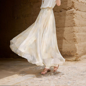 XIANGYING | Blue Flow Light High Waisted Skirt