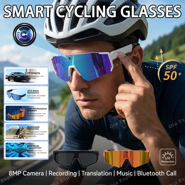 2026 New 4K HD AI Smart Cycling Glasses Men 800MP Camera Goggle BT Call AI Translation Voice Assistant Control Sunglasses Women