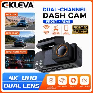 Ekleva 4K 3840*2160P Dash Cam với wifi 24h chế độ đỗ xe HD siêu nét xe Dashcam Xe Đường Camera Lịch Sử Tracker