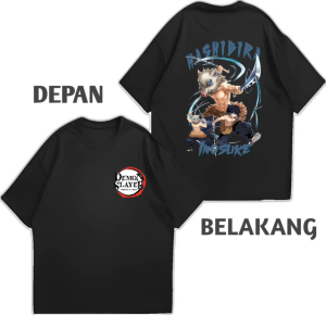 kaos pria dewasa motif depan belakang lengan pendek atasan kaus distro laki laki baju oblong cowok - DEMON SLAYER 004