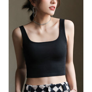 TONERCE | Cotton White Padded Adjustable Tank Top