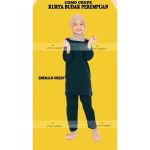 MUSLIMAH BUDAK BAJU KURTA PEREMPUAN PLAIN COMO CRAPE CLOTHING Wanita