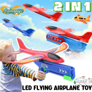 Aoduoyaya LED Flying Airplane Toy Outdoor Foam Catapult Toy Childre Airplane Launcher Game Toy Gift