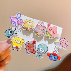 10Pcs/Set Acrylic Hairpins Cartoon Patrick Star Anime Girls Barrettes Kawaii Hair Accessories Kids Birthday Gift