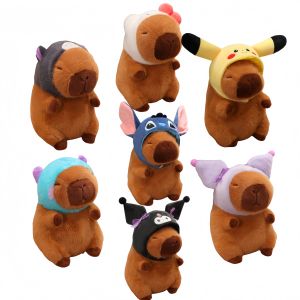 Capybara Plush ของเล่นจําลอง Capibara คอสเพลย์ Pokemon Pikachu Disney Stitch Sanrio Hello Kitty Kuromi Plushies ตุ๊กตาสัตว์