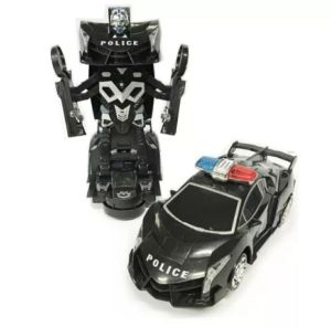 Mainan Mobil Robot Ada lampu dan Suara mobil Berubah jadi Robot Polisi Car