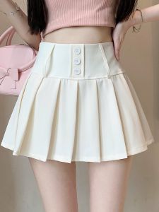 Váy Ngắn Xếp Ly Màu Be Cạp Cao Cho Nữ Mùa Hè Váy Ngắn Chữ a Bằng Vải Vest Váy Ngắn Xếp Ly Màu Trắng Ngắn Cho Nữ