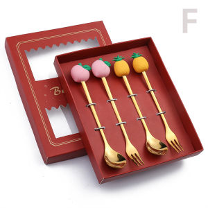 4pcs/6pcs Cute Doll Fork Spoon Gift Tableware Set Fruit Spoon Fork Coffee Spoon Animal Spoon Companion Gift Set