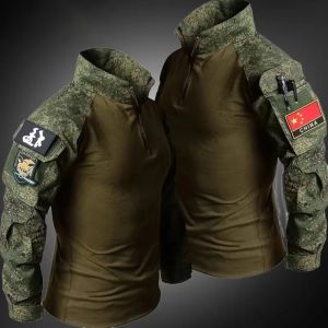 Mens Hunting T-shirts Long Sleeve Tactic Army Combat Shirt Outdoor Shirts Climbing Hiking Tees Camping Fishing Pullover Tops