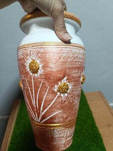 กระถางดินเผาพิมพ์ลายดอกไม้ 1 ชิ้นสูง 10 นิ้วทานกว้าง 5 นิ้ว