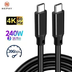 Nephy | 0.2m 3m 5m Full Function 20Gbps Type C Cable USB3.2 Gen2 *2 USB C 20G Data Transfer Cord USB 3 240W Fast Charge Cable 4K For Hub