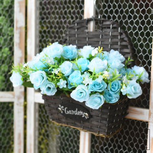 Country Style Wall Hanging Basket Weaved Willow Plant Simulated Decorative Flower Pot Handcrafted Decorations for Home