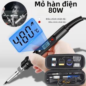 80W Có Thể Điều Chỉnh Nhiệt Độ Màn Hình LCD Hiển Thị Kỹ Thuật Số Điện Mỏ Hàn Hàn Bộ Dụng Cụ Sửa Chữa 220V/110V Với Dây Hàn Đầu