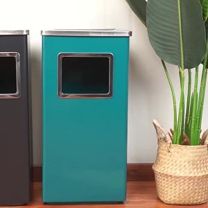 Stainless Ashtray Round Trash Bin with Bucket Inside Waste Bin Cigarette Ashtray Bin