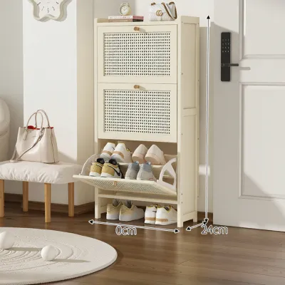TUOJUE | Ultra-Thin Flip-Flop Shoe Cabinet for Home Use Non-Real Wood Entrance Hall Multi-Layer Shoe Rack Small Narrow Doorway