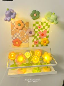 Magnetic Fridge Magnet Tulip Night Lamp Hole Board Whiteboard Decorative Sticker Home Decoration Accessories Individual Creativity