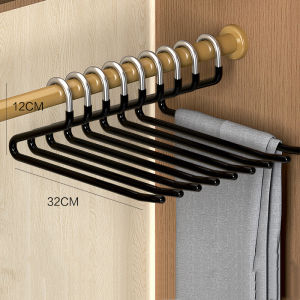 10/5pcs Stainless Steel Pants Hanger Non-slip Pants Rack Household Non-trace Hanging Pants  Hanger Wardrobe Storage Pants Holder
