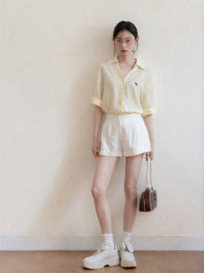 Cantonstory | French Style High Waist Wide Leg Casual Pants