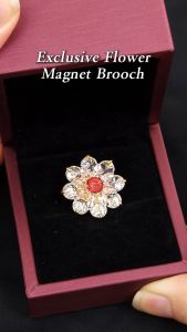 Sv Premium Exclusive Flower Magnet Brooch Scarf Kerongsang Tudung Magnet Safety Strong Magnetic Hijab Pin Fashion Mewah