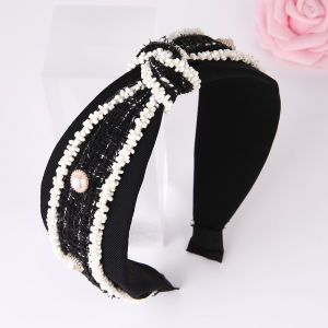 Wide Edge Hairband Korean Style 2025 New Pearl Knotting Womens Headwear Versatile for Outdoor And Washing Face
