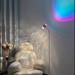 โคมไฟตั้งพื้น led รีโมทคอนโทรล 16 สี สูง160ซมห้องนอนชมพระอาทิตย์ตกแสนโรแมนติกตกแต่งด้วยโคมไฟฉายภาพอันสดใสราวกับระลอกน้ำร