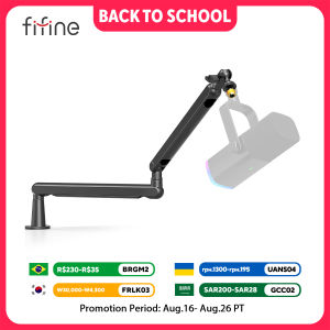 FIFINE Adjustable Low-profile Arm Microphone Stand with Cable Managment/Desk Mount Suspension Boom for K688 Ampligame AM8-BM88