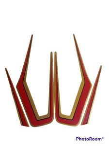 STRIPING RX KING 1983 MERAH HIJAU BIRU SATU SET EMBLEM ATOM TIMBUL