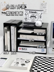 ชั้นวางกระดาษทรายแบบพลาสติก อุปกรณ์ธุรกิจ อุปกรณ์สำนักงาน ชั้นวางเอกสารแบบพับได้พร้อมช่องเก็บของหลายชั้น กล่องเก็บของอเนกประสงค์สำหรับเรียงลำดับของเอกสารและวัสดุอื่นๆ