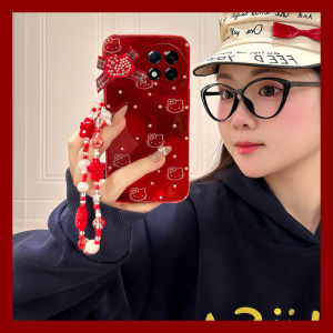 Redmi K80 Pro+ Turbo3 Katy Cat Edition Phone Case with Bracelet New Year Snake Year Womens Style Silicone Protective Cover