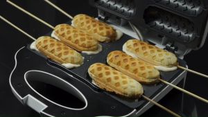 คลินิกและชุมชน พร้อมสูตร Casiko เครื่องทําวาฟเฟิลสอดไส้/ฮอท็อกหัวใจ/ไส้กรอก/คอร์นด็อก