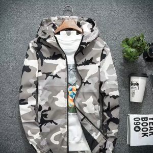 เสื้อแจ็คเก็ตลายพราง ลายทหาร กันลมกันแดด ใส่สบาย ระบายอากาศได้ดี ผ้าร่ม ผ้าบาง กันฝน กันแดด ผ้า polyeyter แขนยาว ตัวใหญ่ ใส่เทียว เสื้อแจ็ค