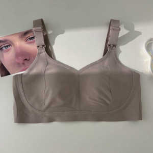 เสื้อชั้นในแบบมีโครงสำหรับให้นม ไร้โครง ป้องกันการหย่อนคล้อย ชุดชั้นในสำหรับผู้หญิงตั้งครรภ์ ชุดชั้นในแบบไร้รอยตะเข็บ ชุดชั้นในแบบสวมหัวสองข้าง