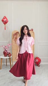 Xing Top Atasan Bunga Pita Tangan Pendek Wanita Imlek Orecca