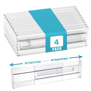 6 Inch Tall Acrylic Drawer Divider Expandable from 11.3-18Adjustable Dresser Deep Drawer Dividers for Baby Clothing Underwear