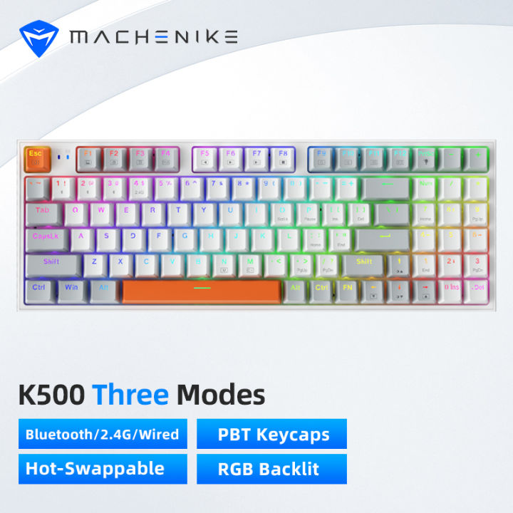 [จัดส่งภายใน 3 วัน]Machenike K500 Hot Swappable Mechanical Keyboard สามโหมดไร้สายบลูทูธ/2.4G/คีย์บอร์ดแบบมีสายคีย์บอร์ดเล่นเกม 90% คีย์ RGB Backlit wireless keyboard