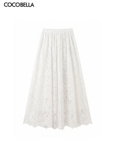 COCOBELLA | Heavy Lace White French A-Line Flowy Skirt