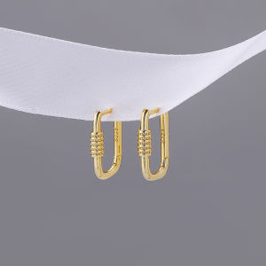 ANENJERY Silver Color Geometric Oval Hoop Earrings Female Golden French Earrings Wholesale