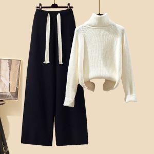 YNY | Autumn New Style Lazy Knitted Sweater and Wide Leg Pants Suit