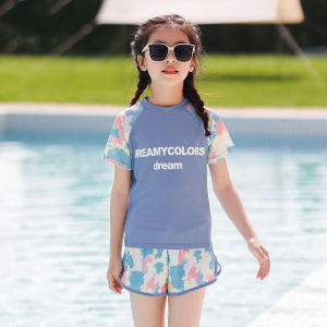 SUPIAN | Childrens Two-Piece Swimsuit Girls Training Swimwear Sunscreen Polyester Fiber New Summer Style Baby Swimming Costume