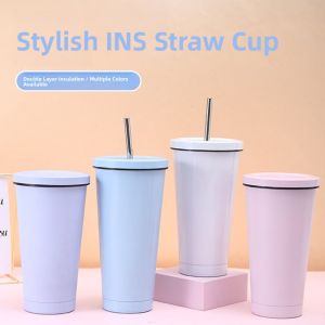 JIFANPAUL | Insulated Stainless Steel Straw Cup with Double Wall and Dual Drinking