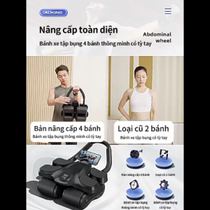 Con lăn tập bụng 4 bánh có trợ lực kéo về dụng cụ tập bụng tập ngực giảm mỡ bụng hiệu quả bền đẹp chắc chắn-TopsMarket