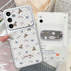 Phone Case for Samsung Galaxy A57 A56 A55 A54 A53 A37 A36 A35 5G A32 Cases Light Gray Polka Dots With Same Mirror Stand Fundas