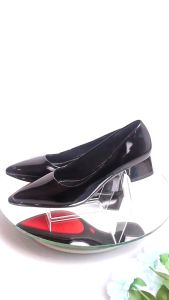 Giày cao gót nữ da Bóng mũi Nhọn màu Đen Lume - da PU cao cấpđế cao su non chống trơn trượt cao 3cm