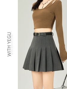 Gray Suit Skirt High Waist Anti-Light A-Line Mini Skirt Womens Spring Summer Slimming Pleated Short Skirt Korean Style