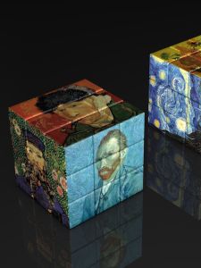 Artistic Three-Step Cube Toy Van Gogh Starry Night Sunflower Picasso Puzzle Decoration Educational Brain Teaser Plastic Model