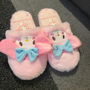 รองเท้าแตะผ้าฝ้ายลายการ์ตูนน่ารัก หูใหญ่คลอร์เมล็ดฟักทอง รองเท้าแตะผ้าฝ้ายสำหรับเด็ก รองเท้าแตะสำหรับใส่ในบ้าน ของขวัญ