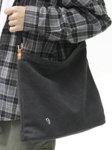 Large Capacity Canvas Crossbody Bag for Men Casual Commuting Shoulder Bag Street Style Pure Color Zipper Closure Soft Backpack