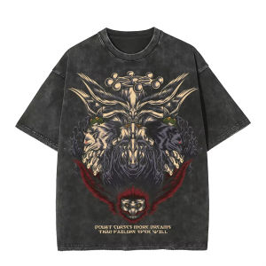 Bandai | Mahoraga Wheel T-shirt Jujutsu Kaisen Divine Dog Tee Vintage Washed Oversized Retro Anime Harajuku Men Streetwear Graphic Clothe